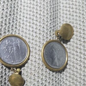 Gold and Silver Coin Drop Earrings